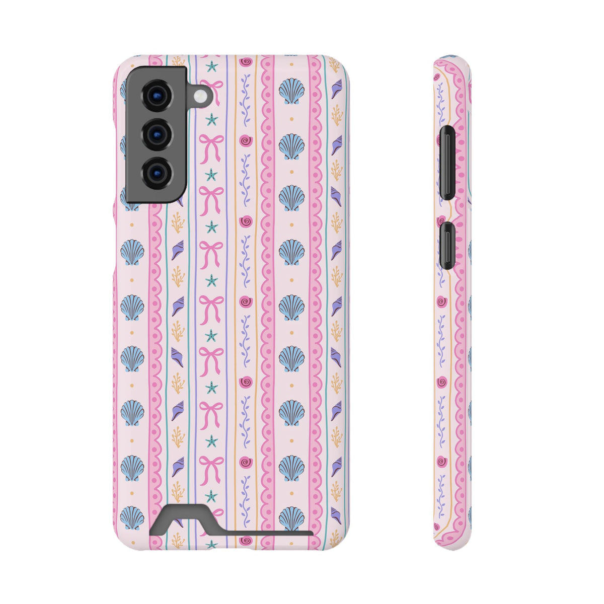 Seashell Ribbon phone case with card holder for Samsung Galaxy S21 Plus, glossy finish