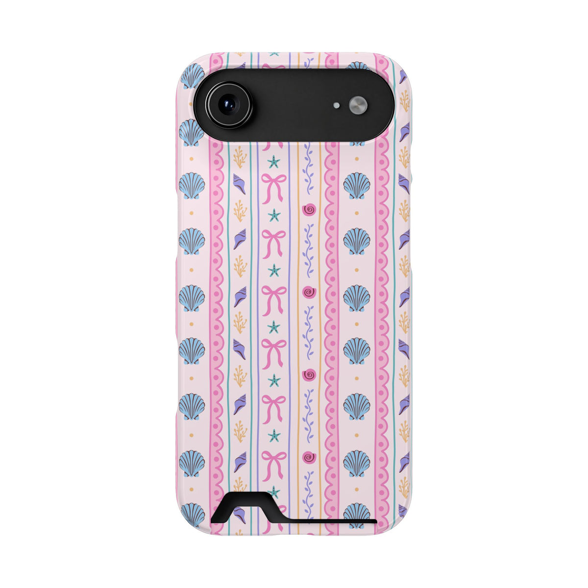Seashell Ribbon phone case with card holder for iPhone 17 Air, glossy finish