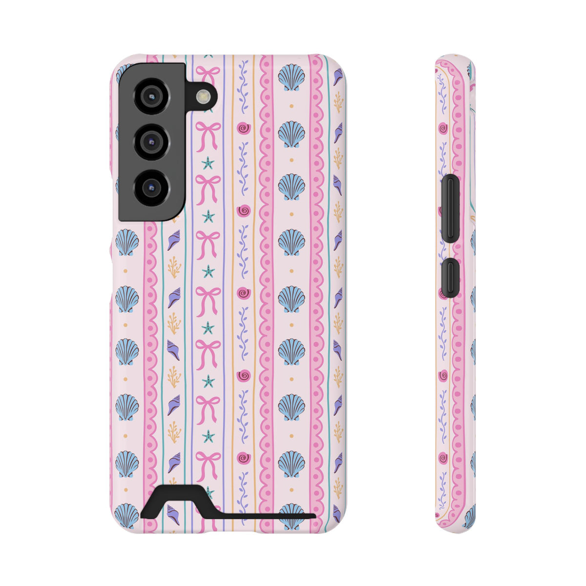 Seashell Ribbon phone case with card holder for Samsung Galaxy S22, glossy finish