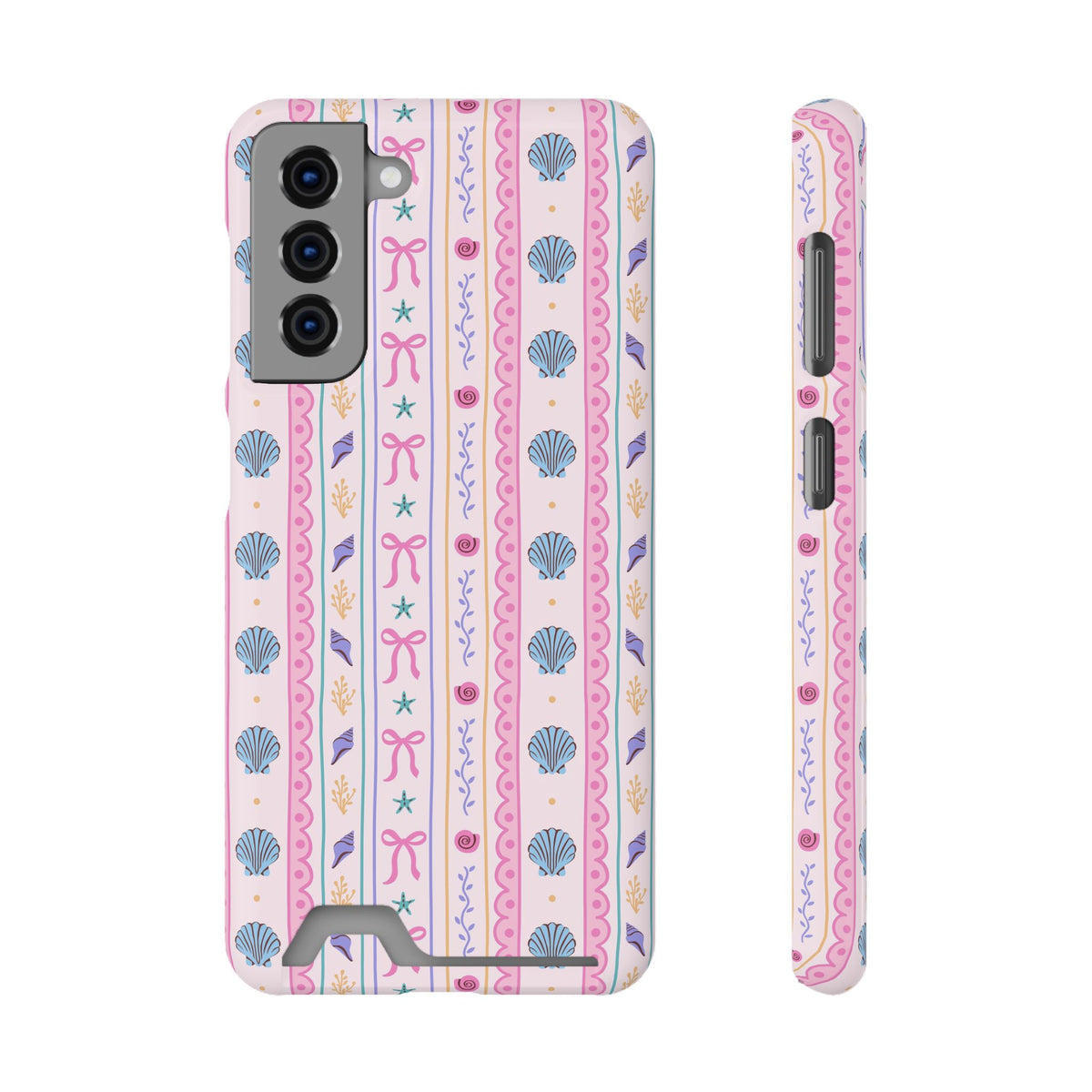 Seashell Ribbon phone case with card holder for Samsung Galaxy S21, glossy finish