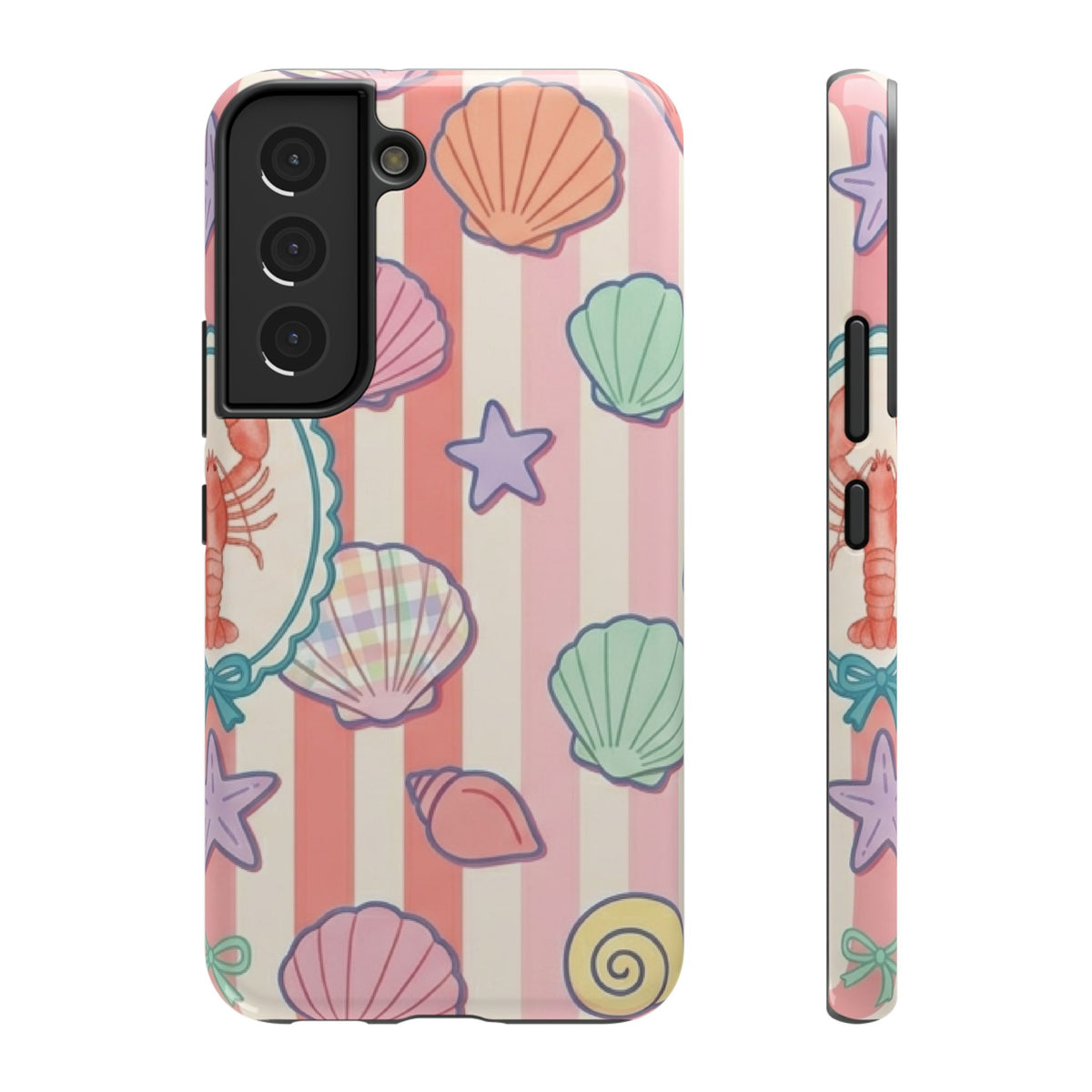 Seashell Stripe protective phone case for Samsung Galaxy S22, glossy finish