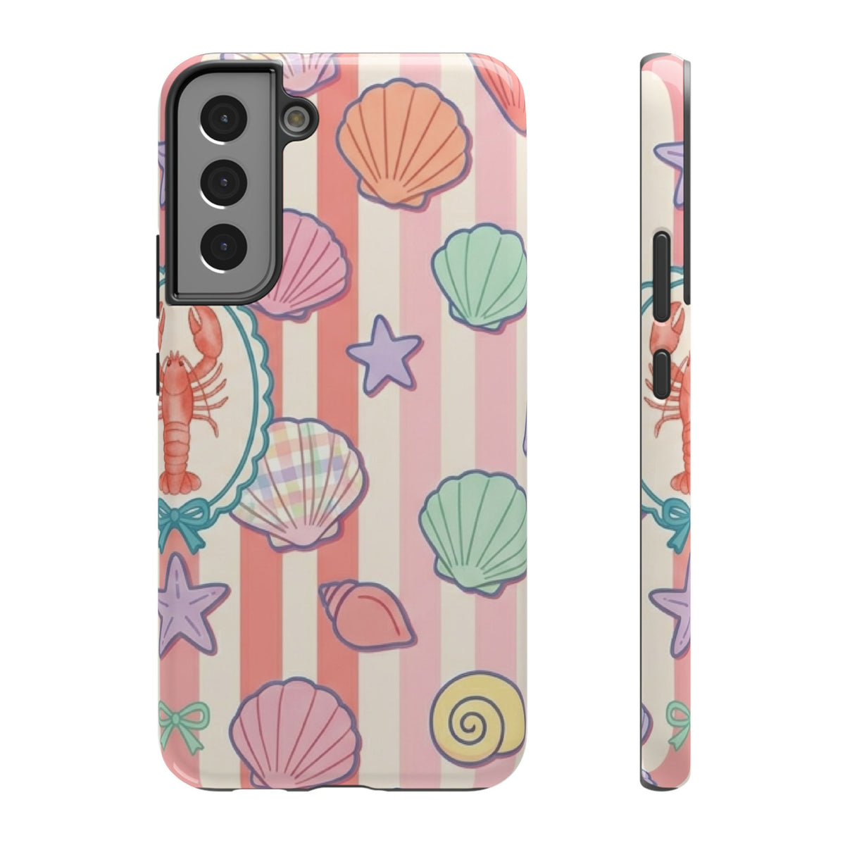 Seashell Stripe protective phone case for Samsung Galaxy S22 Plus, glossy finish
