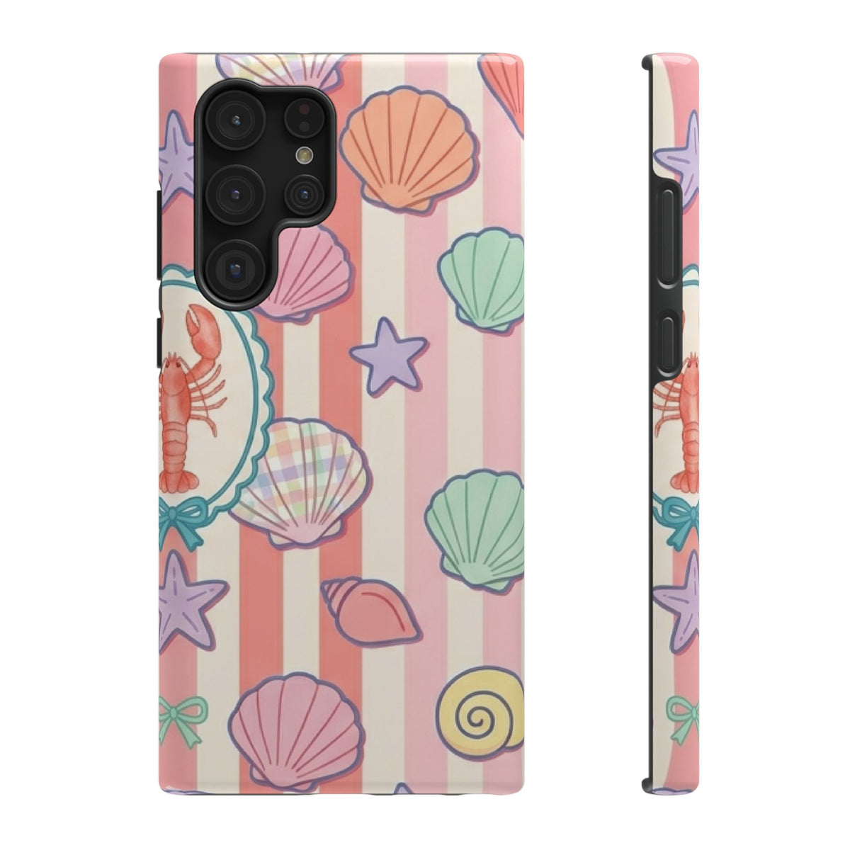 Seashell Stripe protective phone case for Samsung Galaxy S22 Ultra, glossy finish