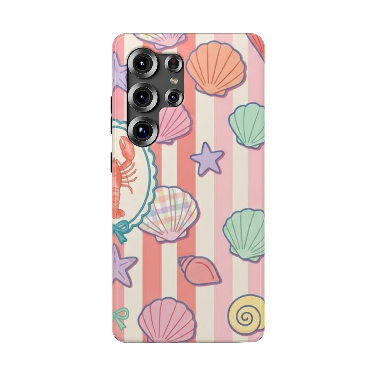 Seashell Stripe protective phone case for Samsung Galaxy S25 Ultra, glossy finish