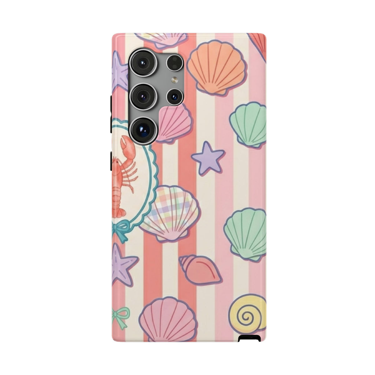 Seashell Stripe protective phone case for Samsung Galaxy S24 Ultra, glossy finish