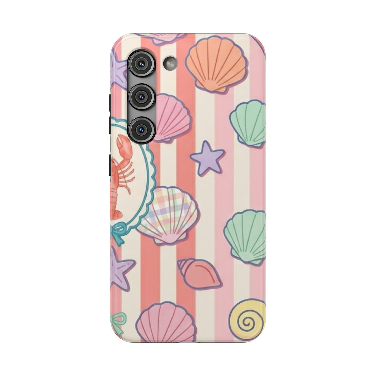 Seashell Stripe protective phone case for Samsung Galaxy S23, glossy finish