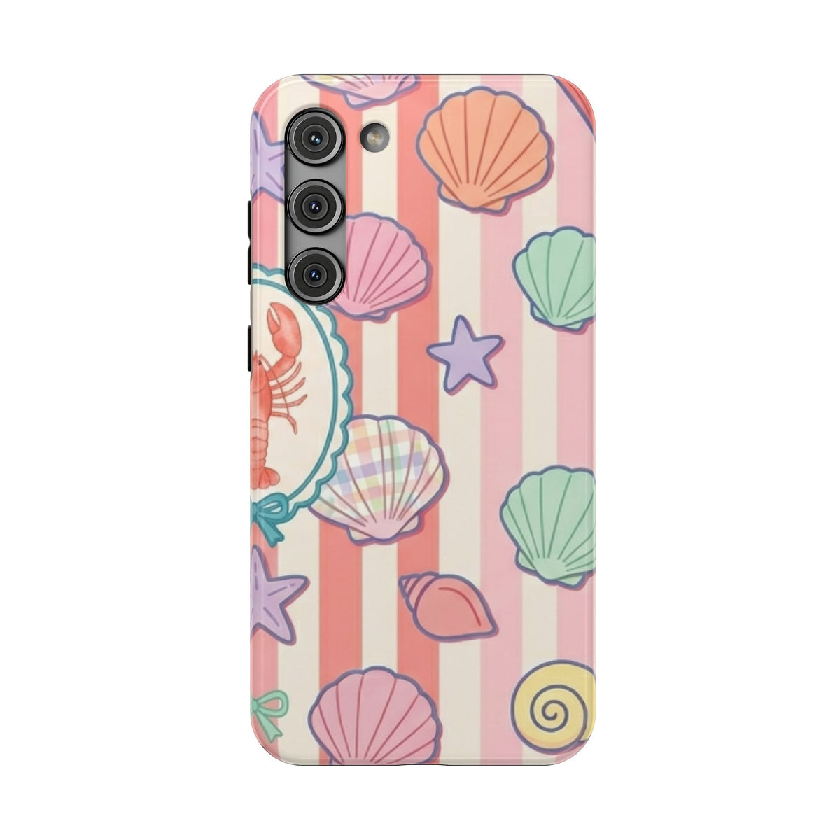 Seashell Stripe protective phone case for Samsung Galaxy S23 Plus, glossy finish