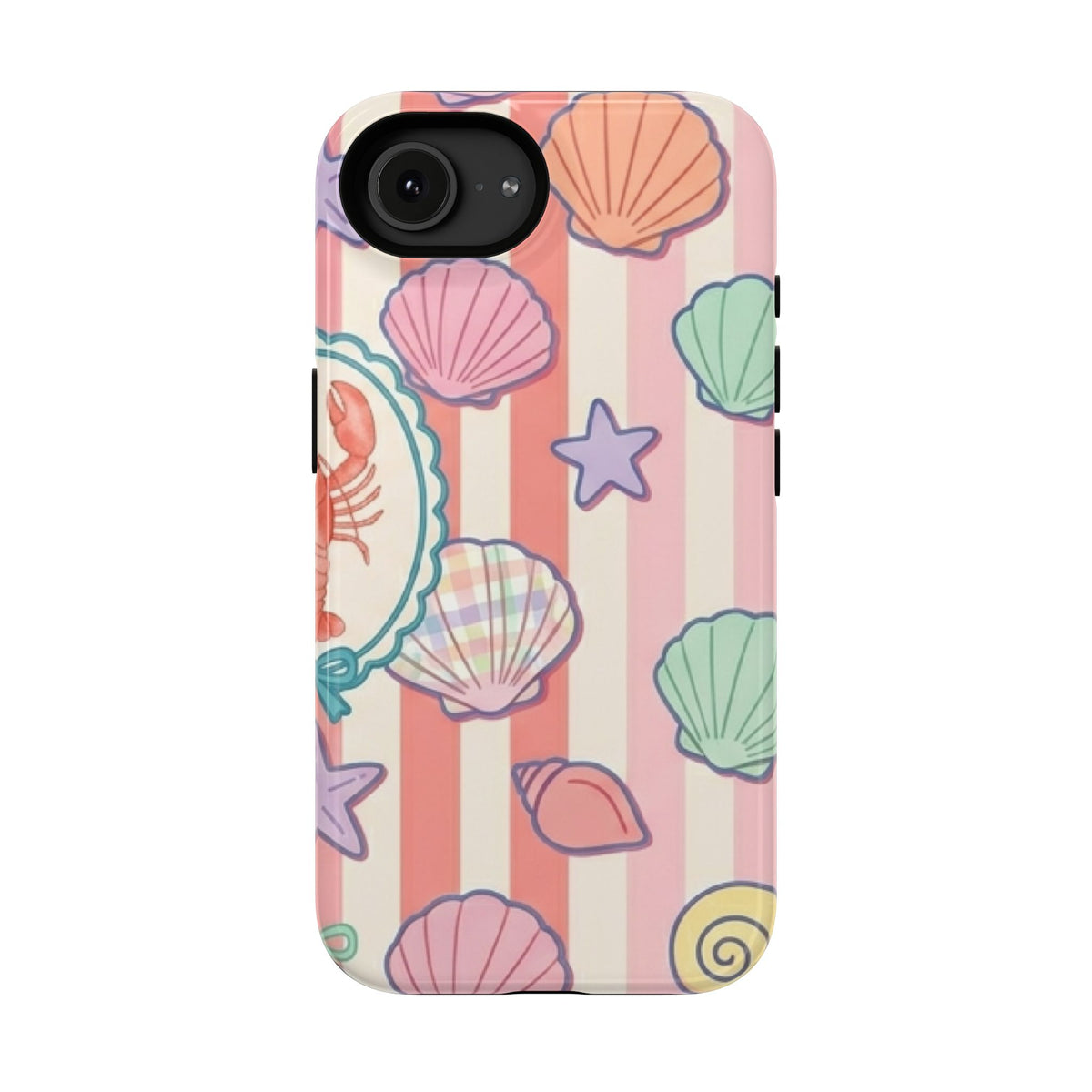 Seashell Stripe protective phone case for iPhone 16e, matte finish