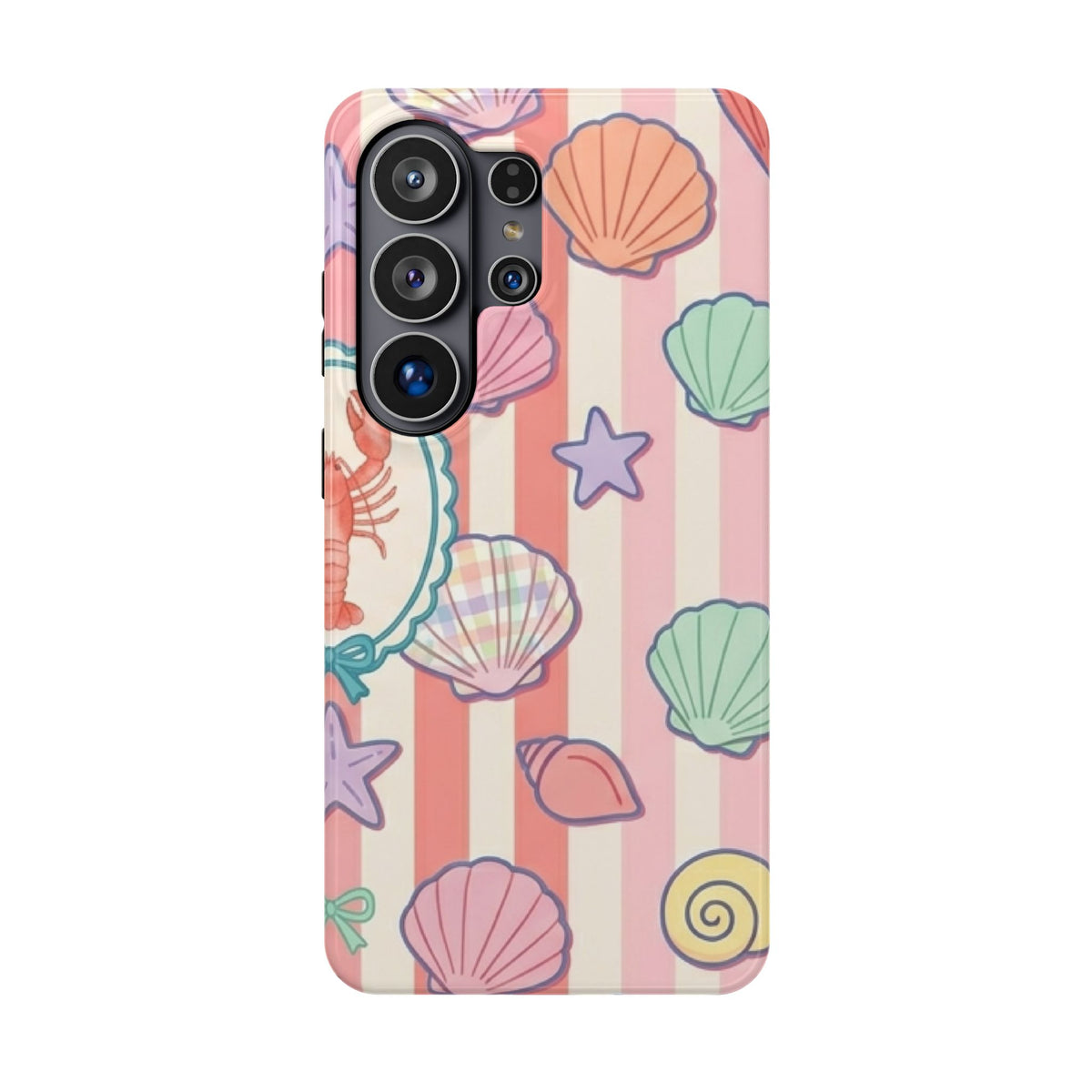 Seashell Stripe protective phone case for Samsung Galaxy S26 Ultra, glossy finish