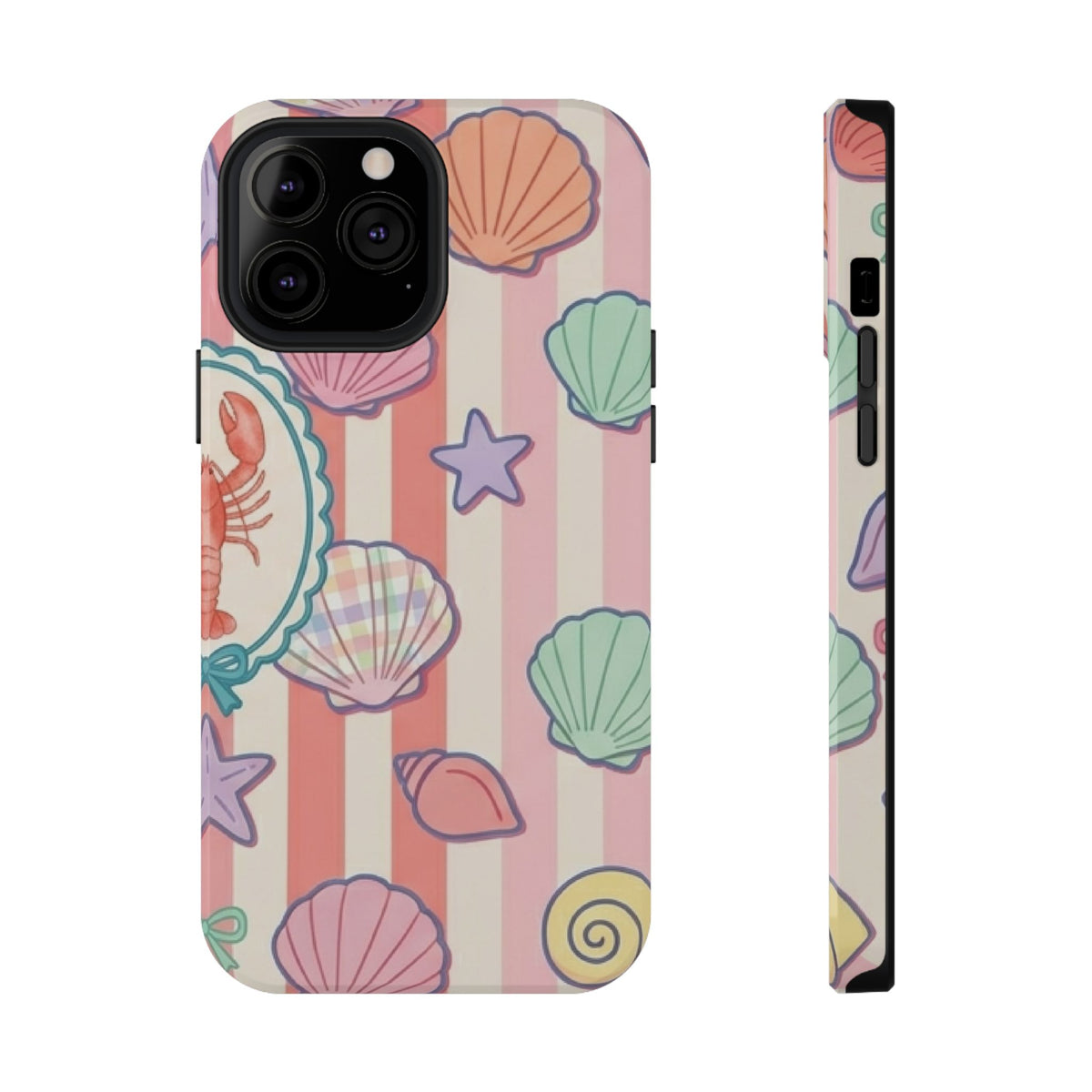 Seashell Stripe protective phone case for iPhone 13 Pro Max, glossy finish