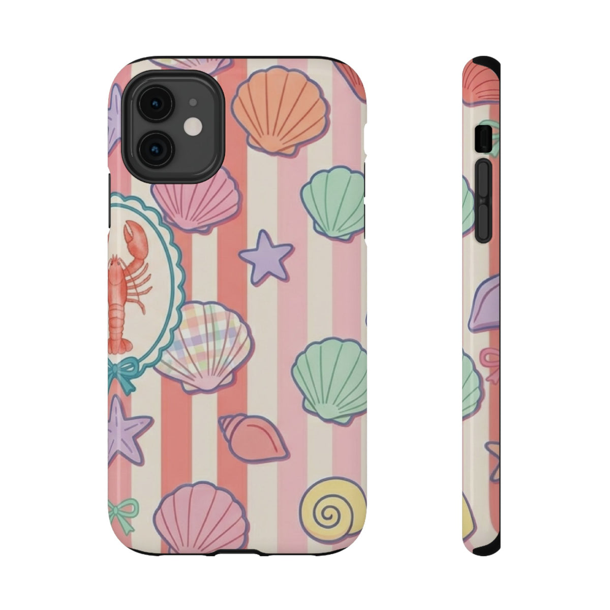 Seashell Stripe protective phone case for iPhone 11, glossy finish
