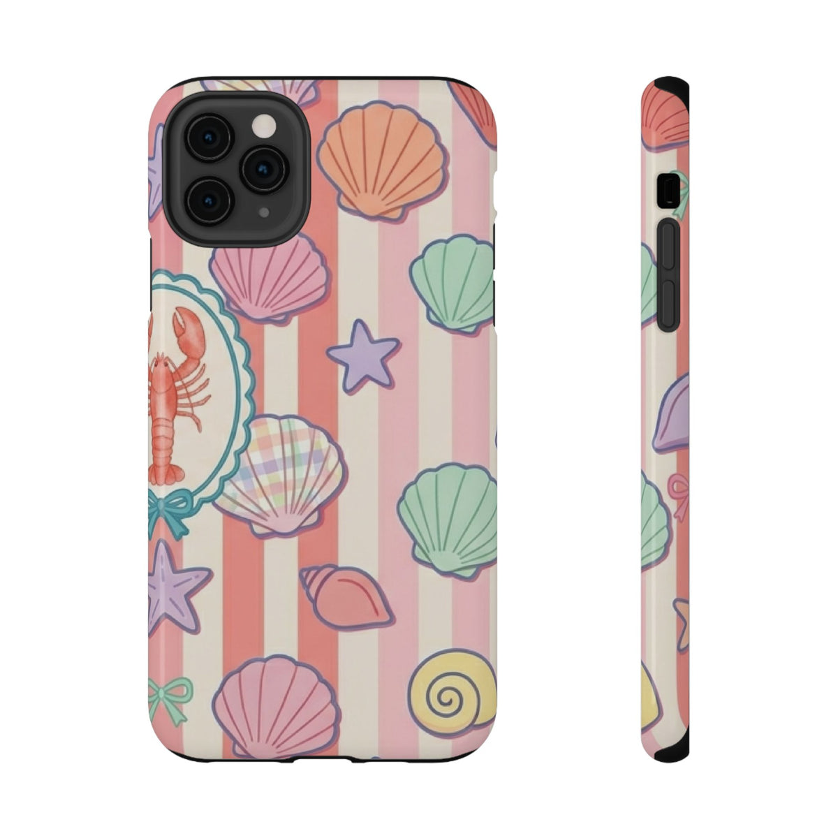 Seashell Stripe protective phone case for iPhone 11 Pro Max, glossy finish