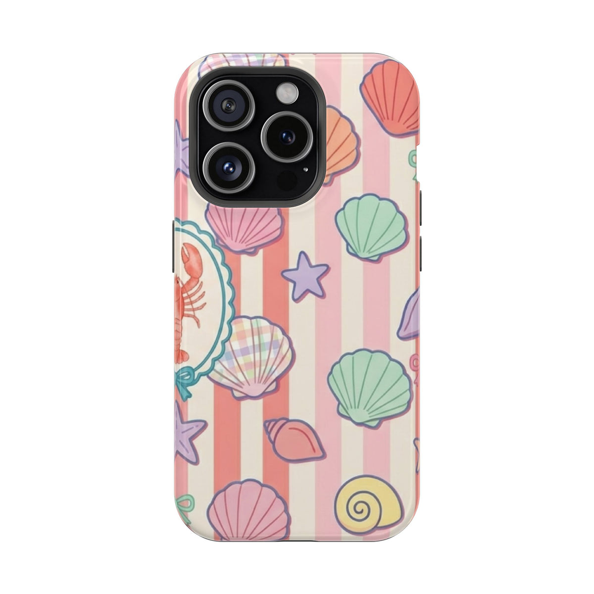 Seashell Stripe MagSafe case for iPhone 15 Pro, glossy finish