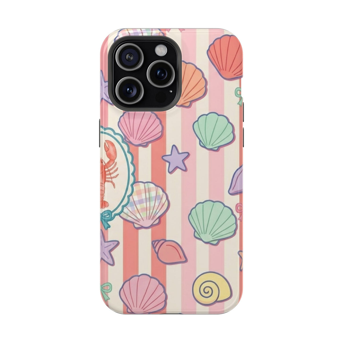 Seashell Stripe MagSafe case for iPhone 15 Pro Max, glossy finish