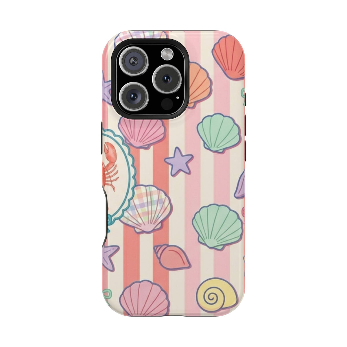 Seashell Stripe MagSafe case for iPhone 16 Pro, glossy finish
