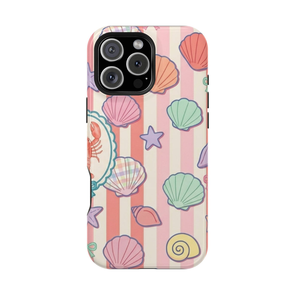 Seashell Stripe MagSafe case for iPhone 16 Pro Max, glossy finish