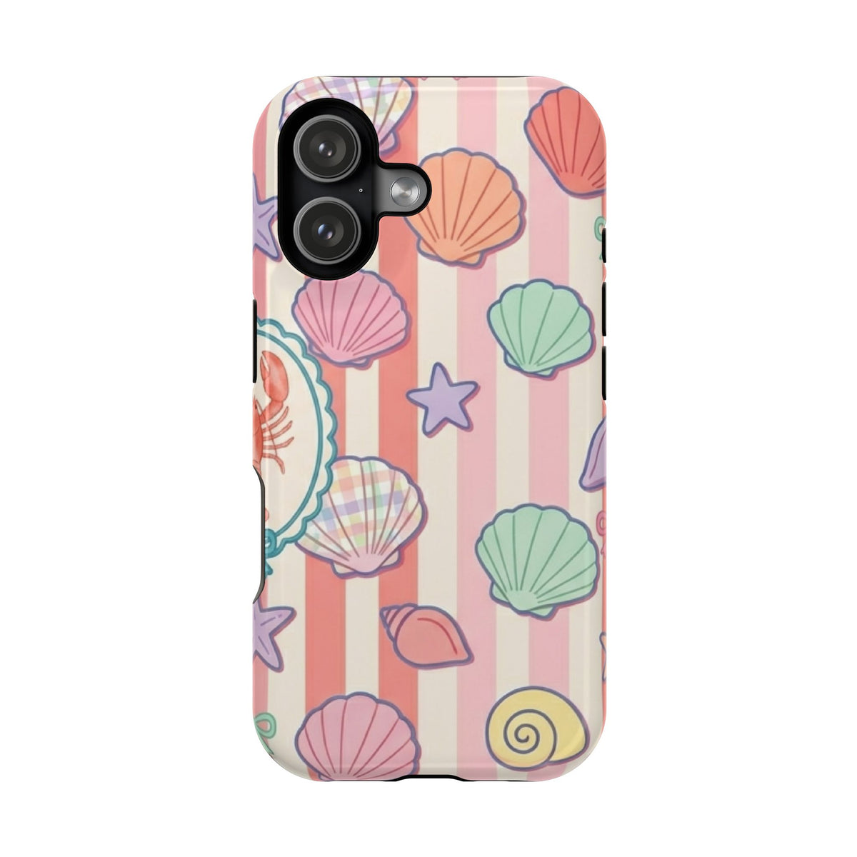 Seashell Stripe MagSafe case for iPhone 17, glossy finish