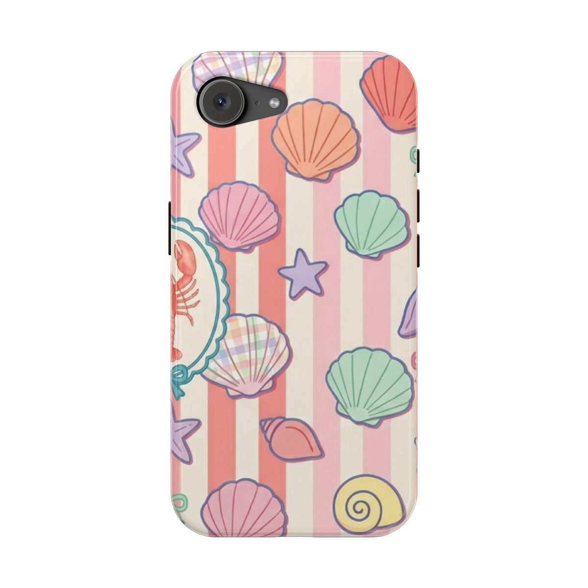 Seashell Stripe MagSafe case for iPhone 16e, matte finish