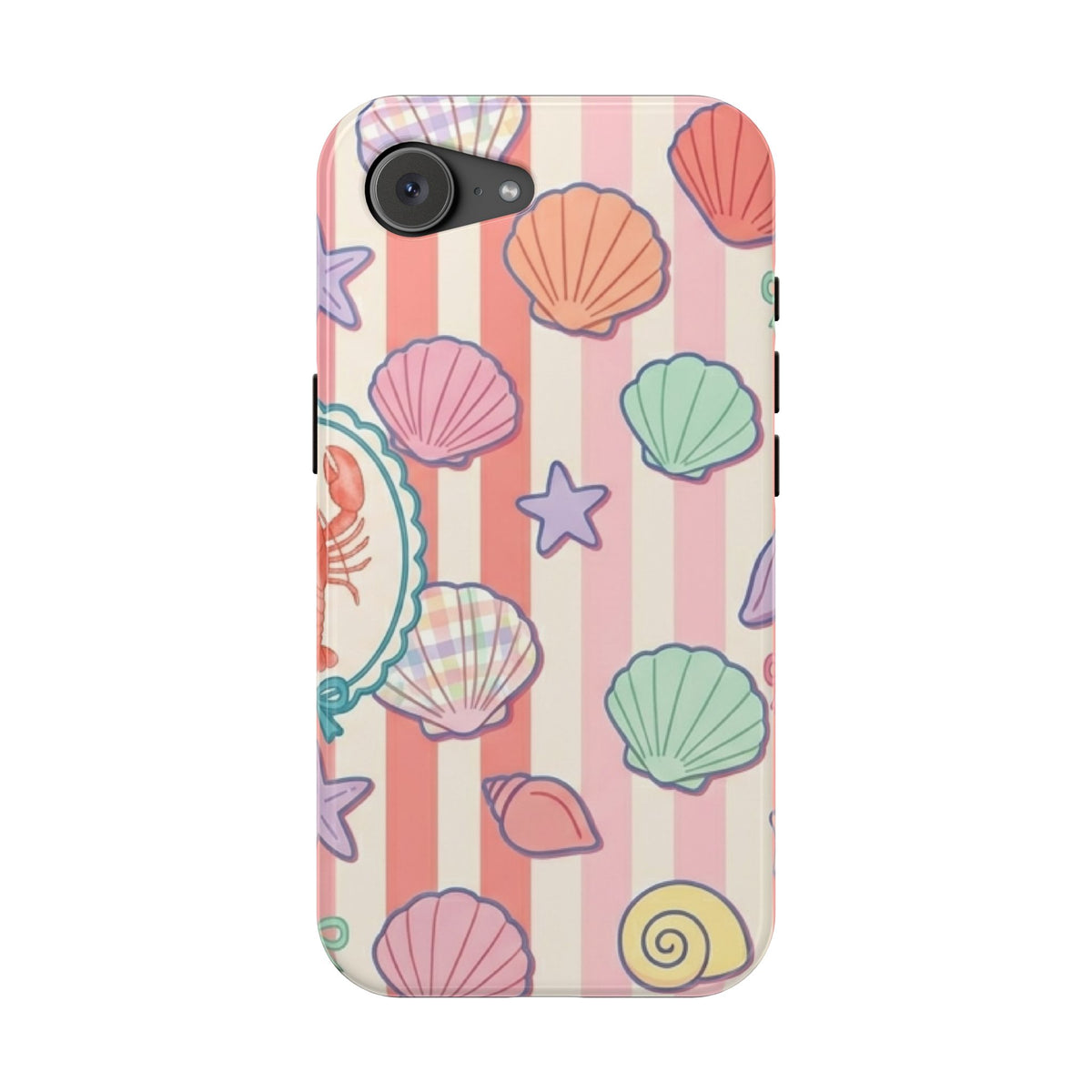 Seashell Stripe MagSafe case for iPhone 17e, glossy finish