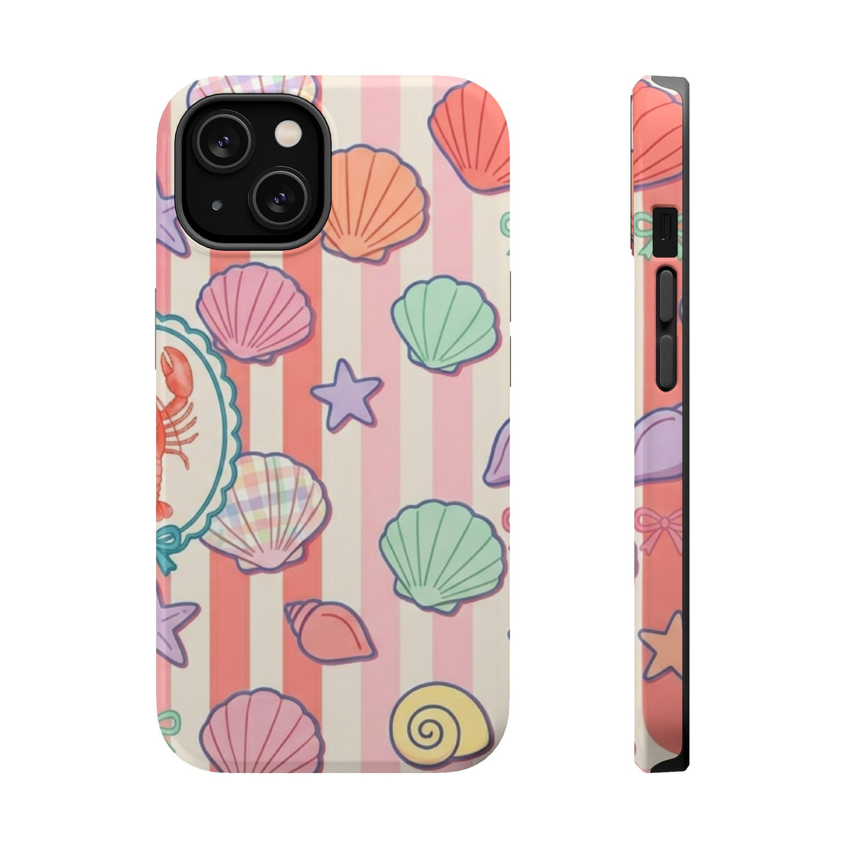 Seashell Stripe MagSafe case for iPhone 14, glossy finish