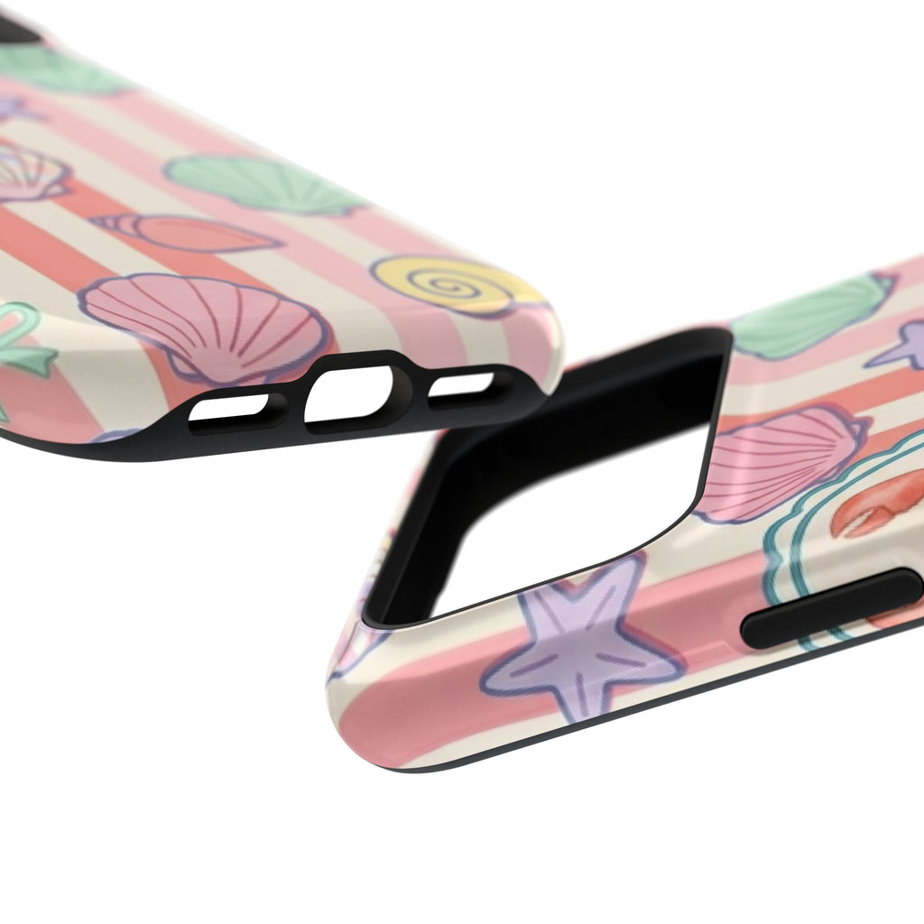 Seashell Stripe MagSafe case, close-up at an angle