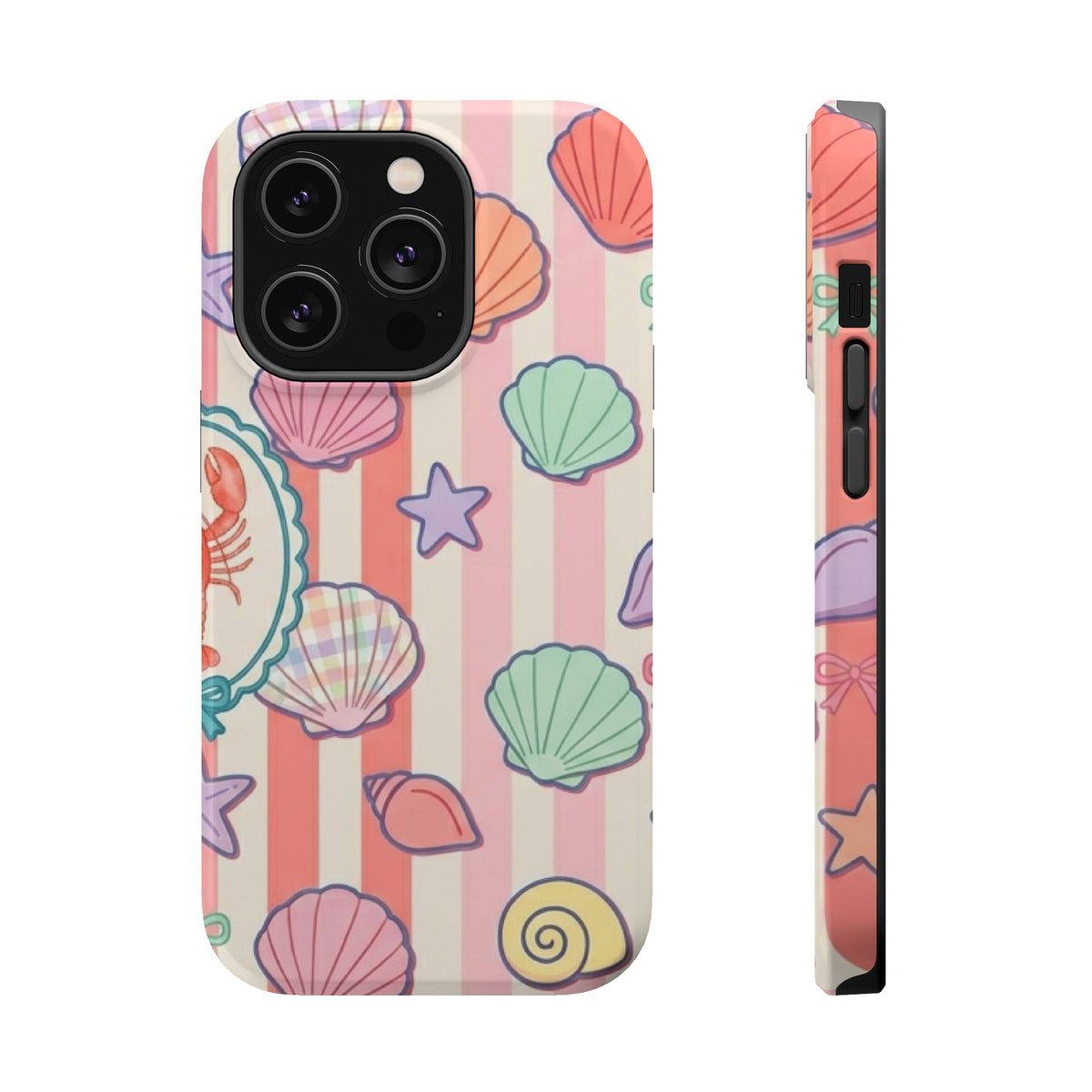 Seashell Stripe MagSafe case for iPhone 14 Pro, glossy finish