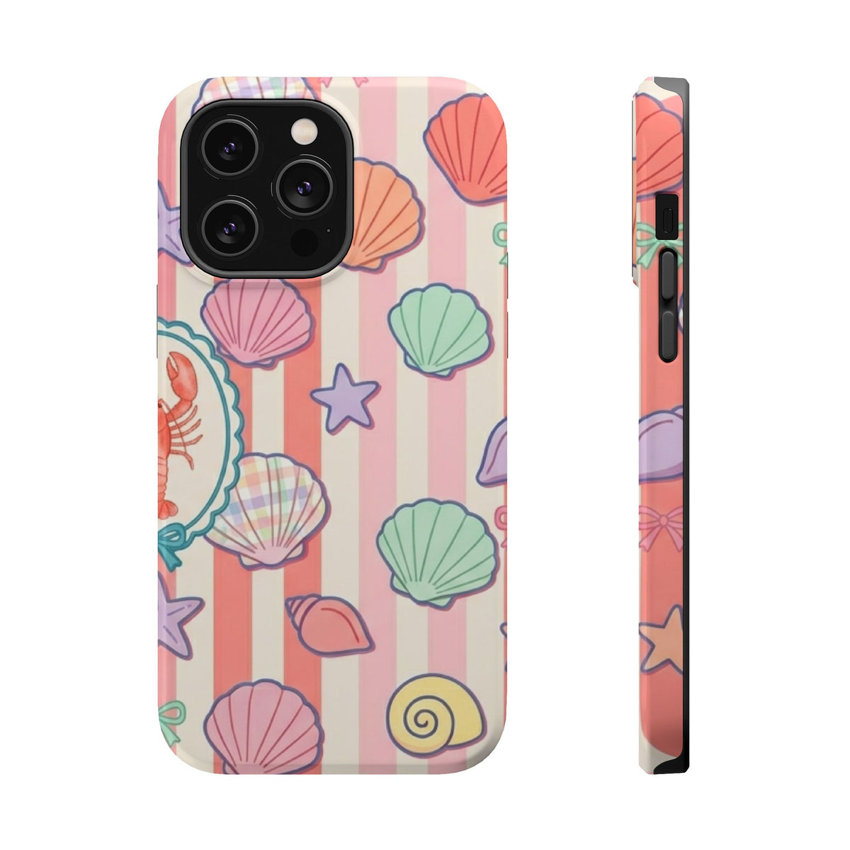 Seashell Stripe MagSafe case for iPhone 14 Pro Max, glossy finish