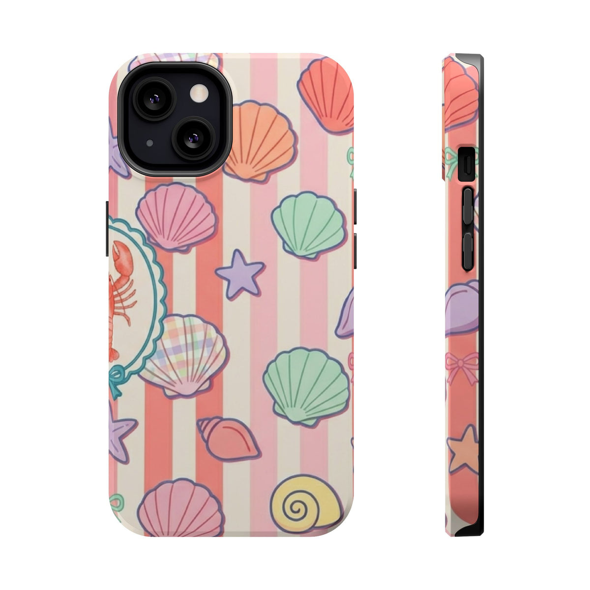 Seashell Stripe MagSafe case for iPhone 13, glossy finish