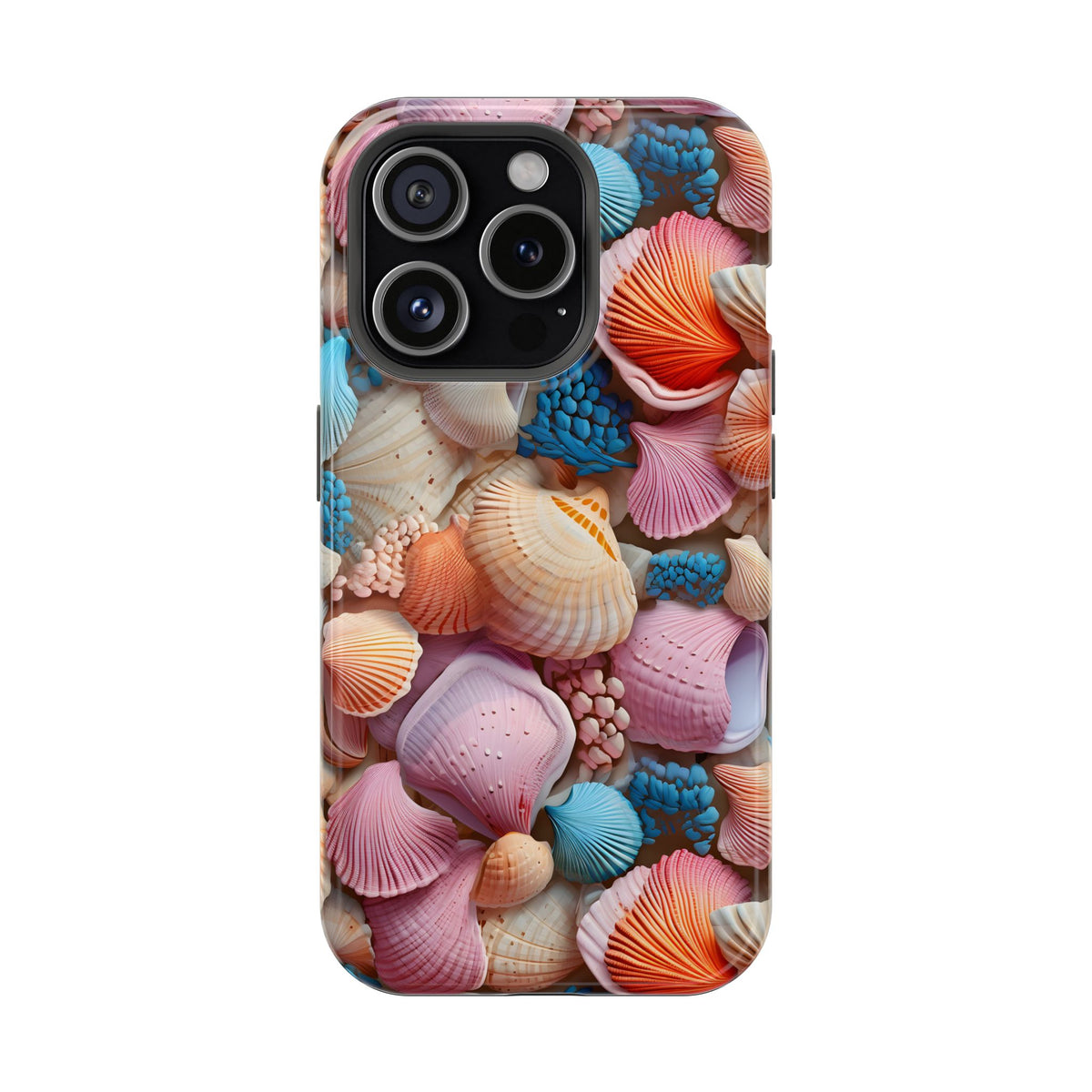 Seashell Treasure protective phone case for iPhone 15 Pro, glossy finish