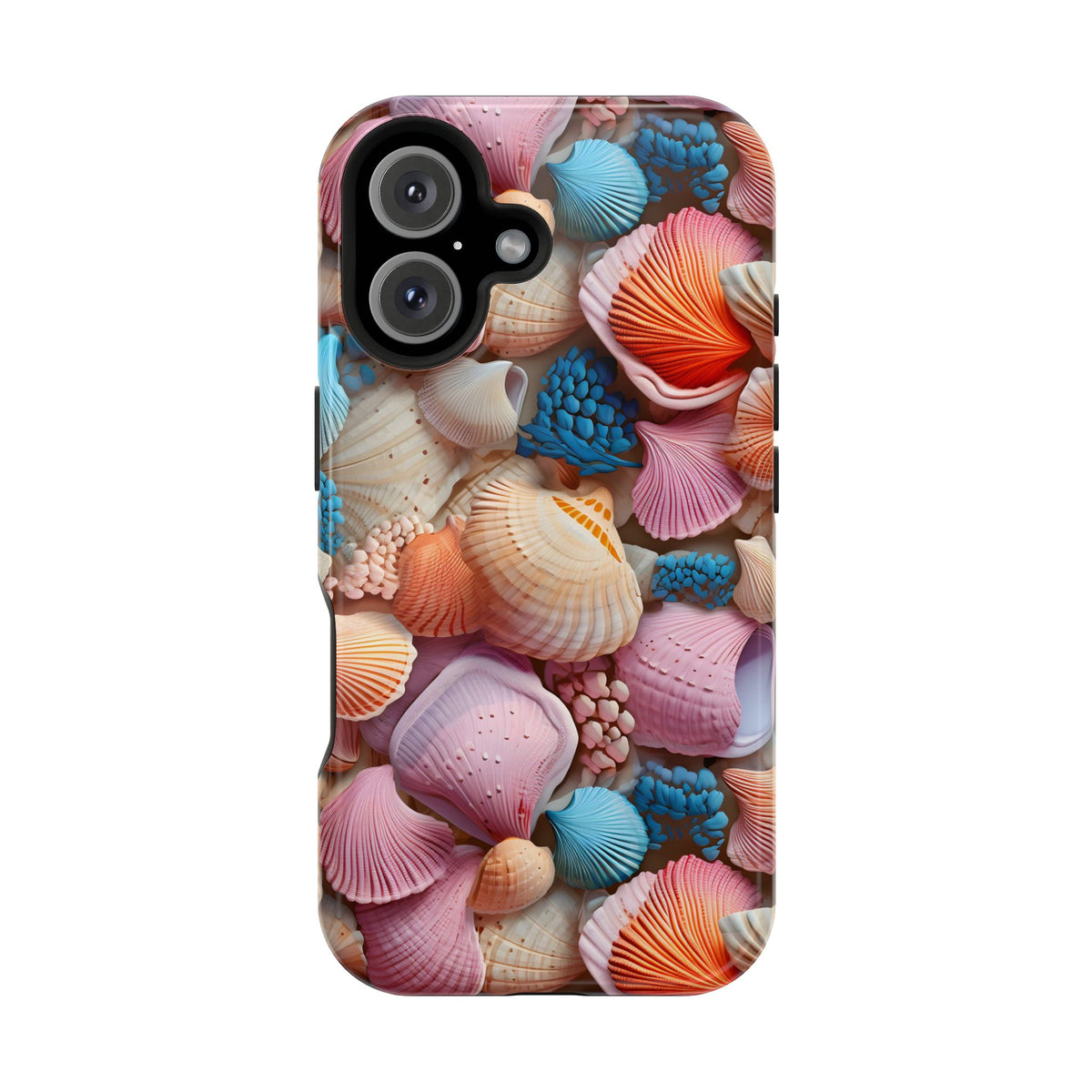Seashell Treasure protective phone case for iPhone 16, glossy finish