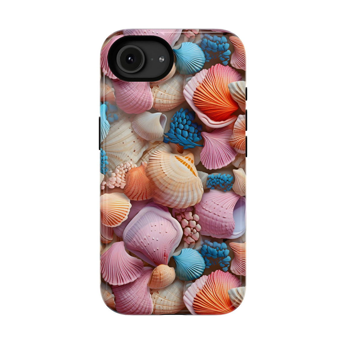 Seashell Treasure protective phone case for iPhone 16e, glossy finish