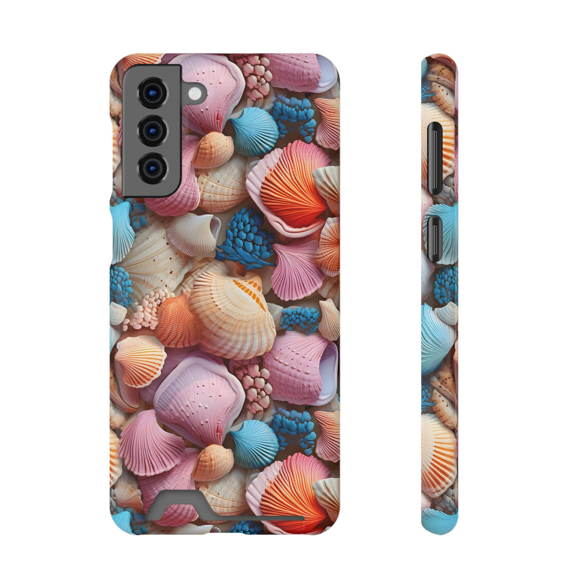Seashell Treasure phone case with card holder for Samsung Galaxy S21 Plus, glossy finish
