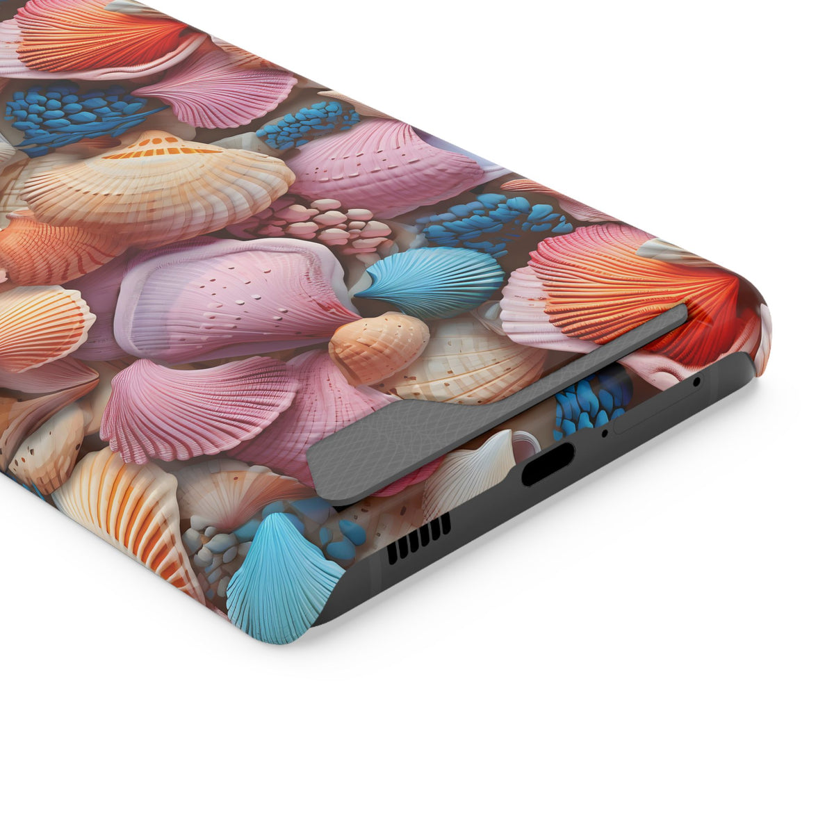Seashell Treasure phone case with card holder for Samsung Galaxy S21 Ultra, glossy finish