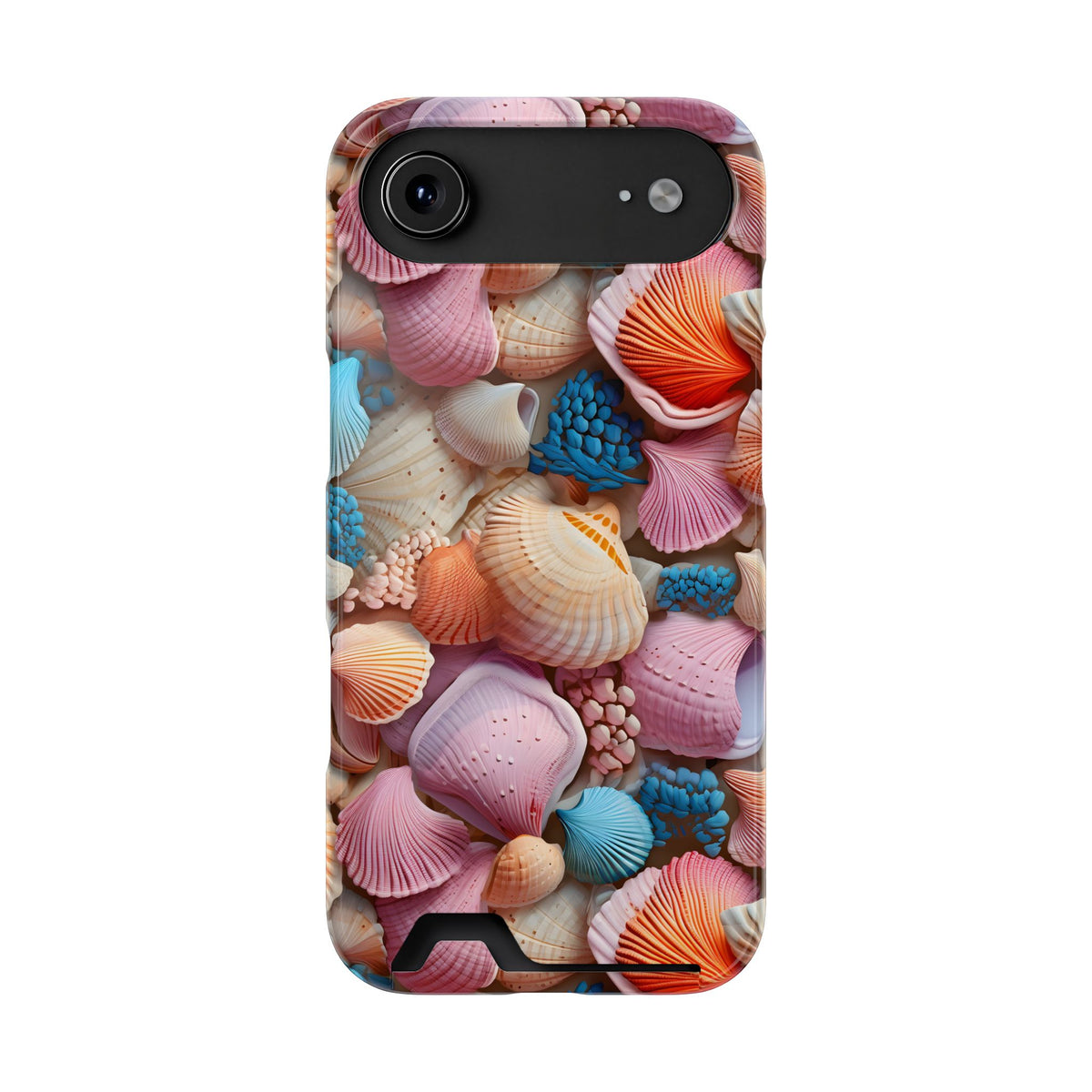Seashell Treasure phone case with card holder for iPhone 17 Air, glossy finish