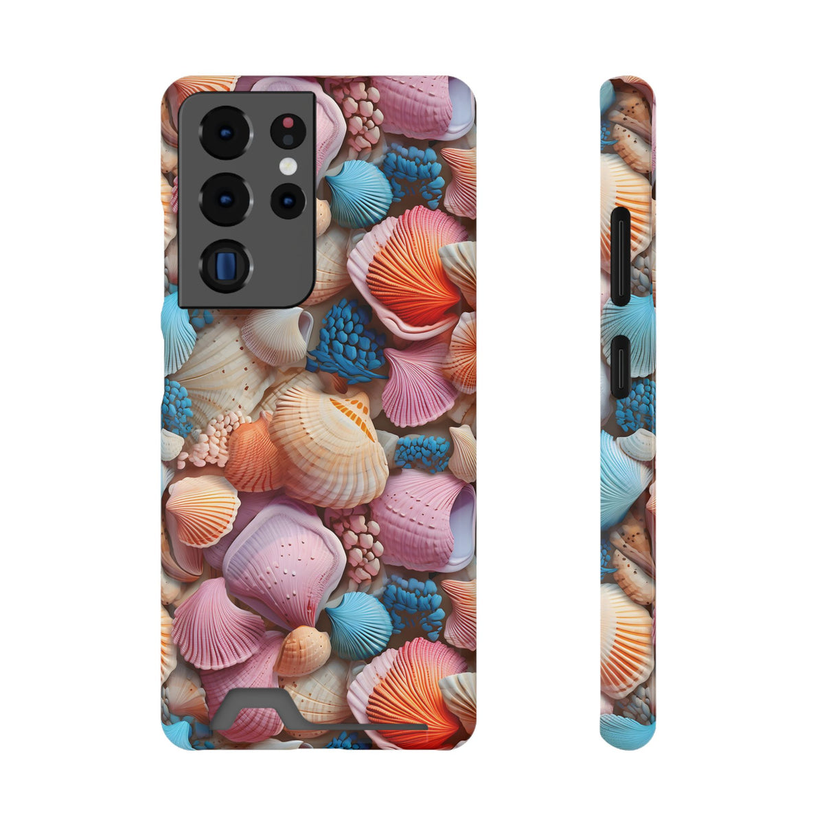 Seashell Treasure phone case with card holder for Samsung Galaxy S22 Plus, glossy finish