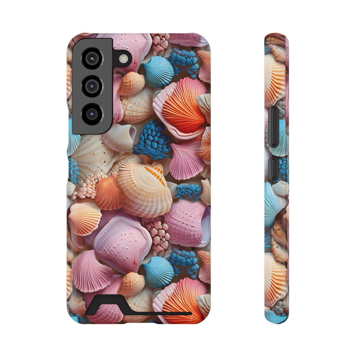 Seashell Treasure phone case with card holder for Samsung Galaxy S22, glossy finish