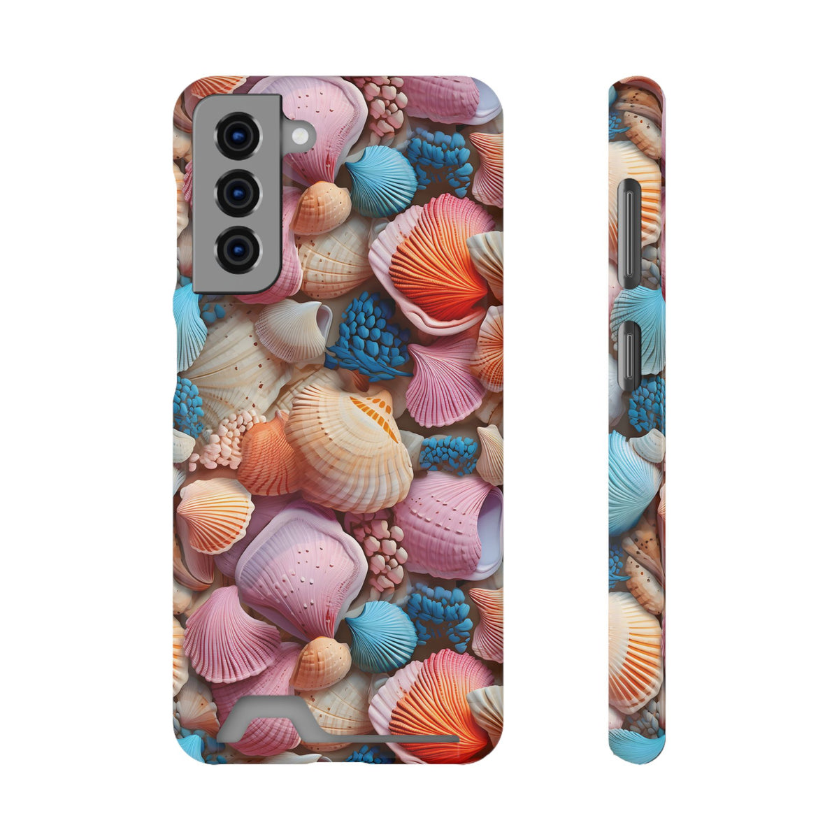 Seashell Treasure phone case with card holder for Samsung Galaxy S21, glossy finish