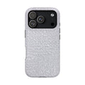 Silver Foil protective phone case for iPhone 18 Pro, glossy finish