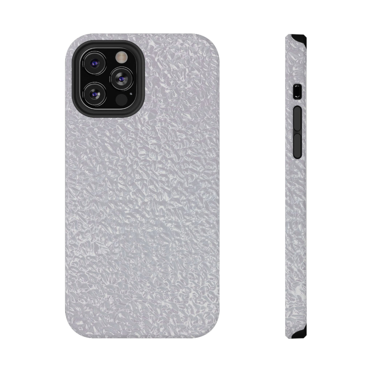 Silver Foil protective phone case for iPhone 12 Pro, glossy finish