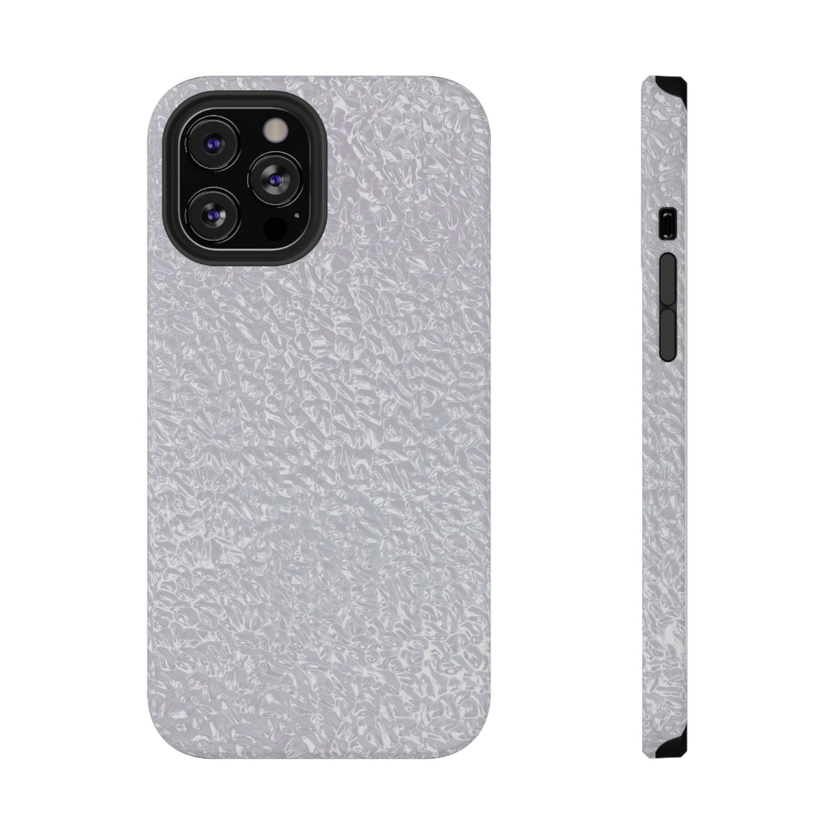 Silver Foil protective phone case for iPhone 12 Pro Max, glossy finish