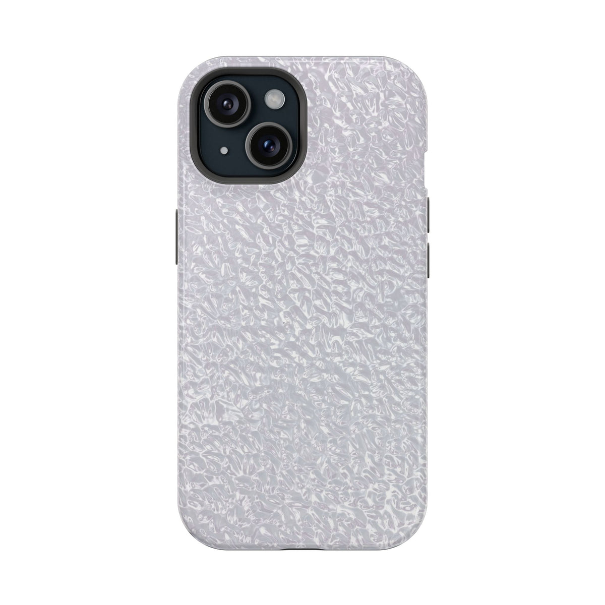 Silver Foil protective phone case for iPhone 15, glossy finish