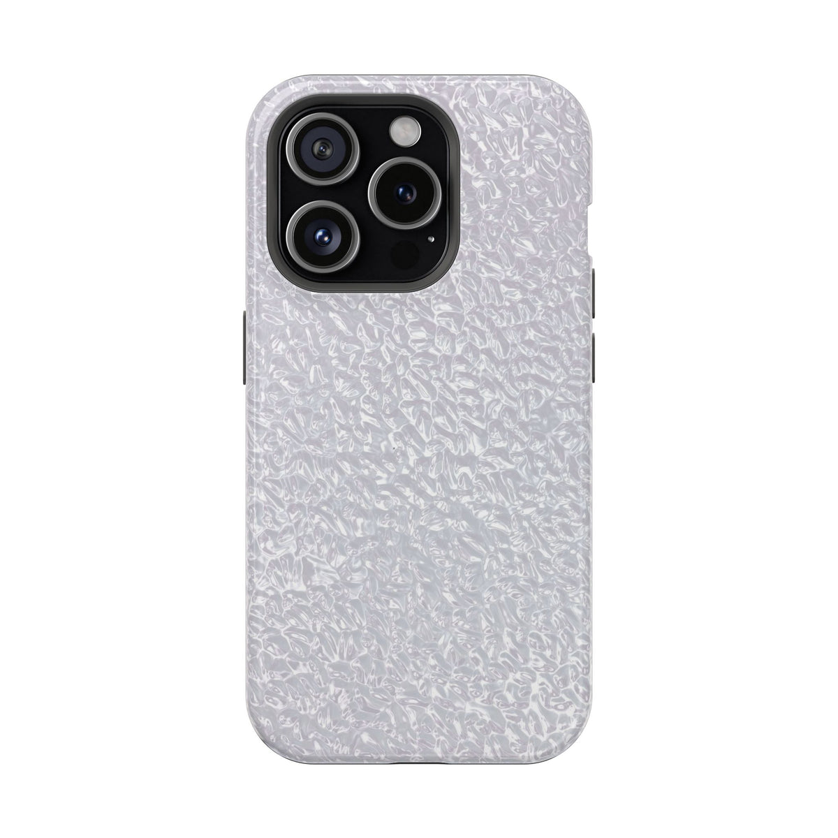Silver Foil protective phone case for iPhone 15 Pro, glossy finish