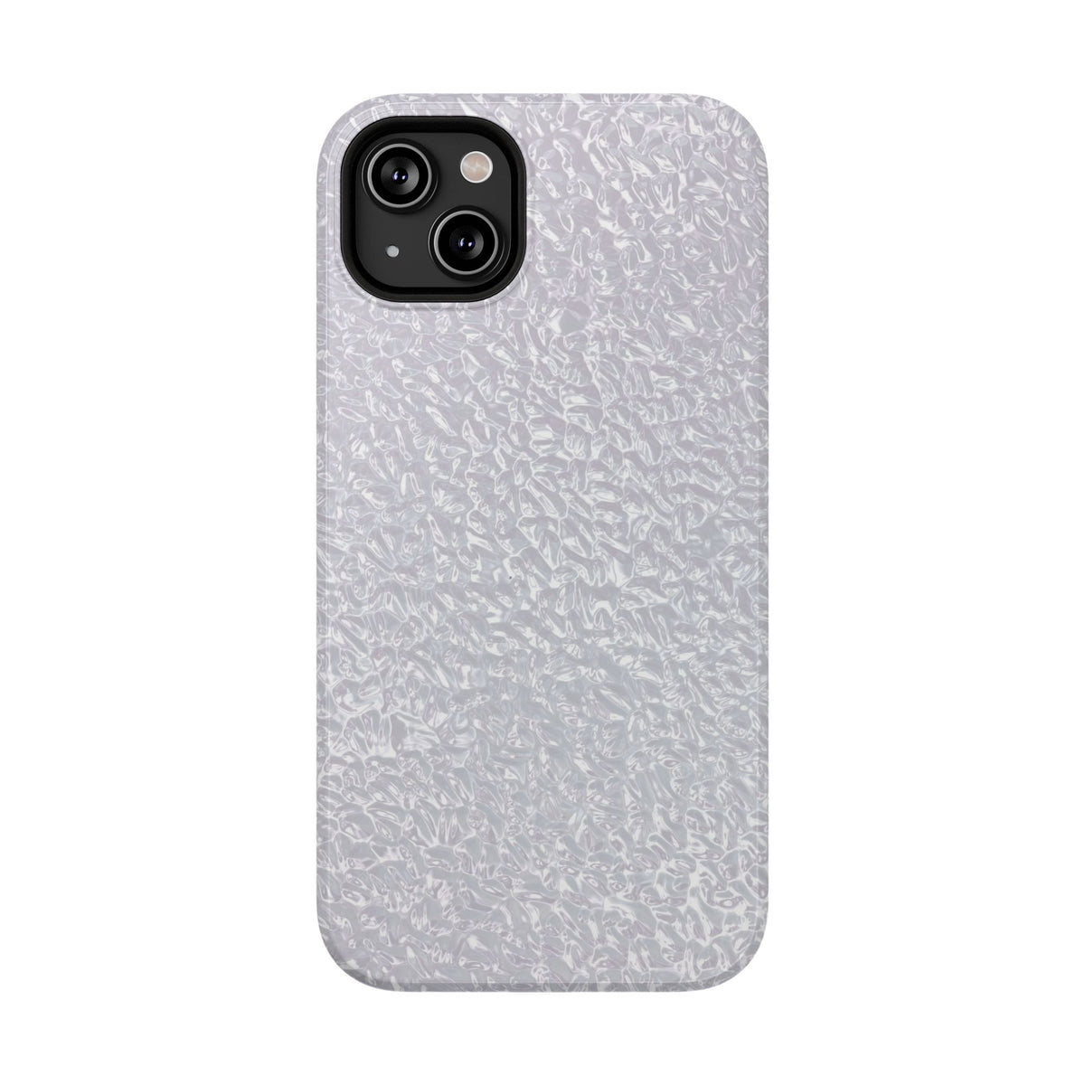 Silver Foil protective phone case for iPhone 14 Plus, glossy finish