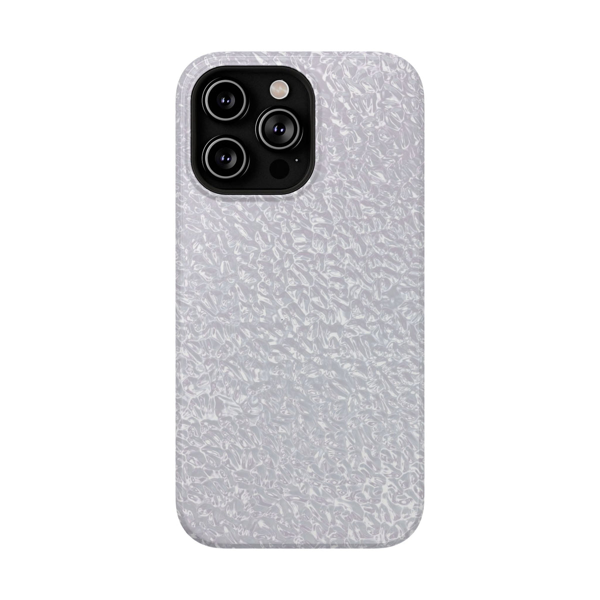 Silver Foil protective phone case for iPhone 14 Pro Max, glossy finish