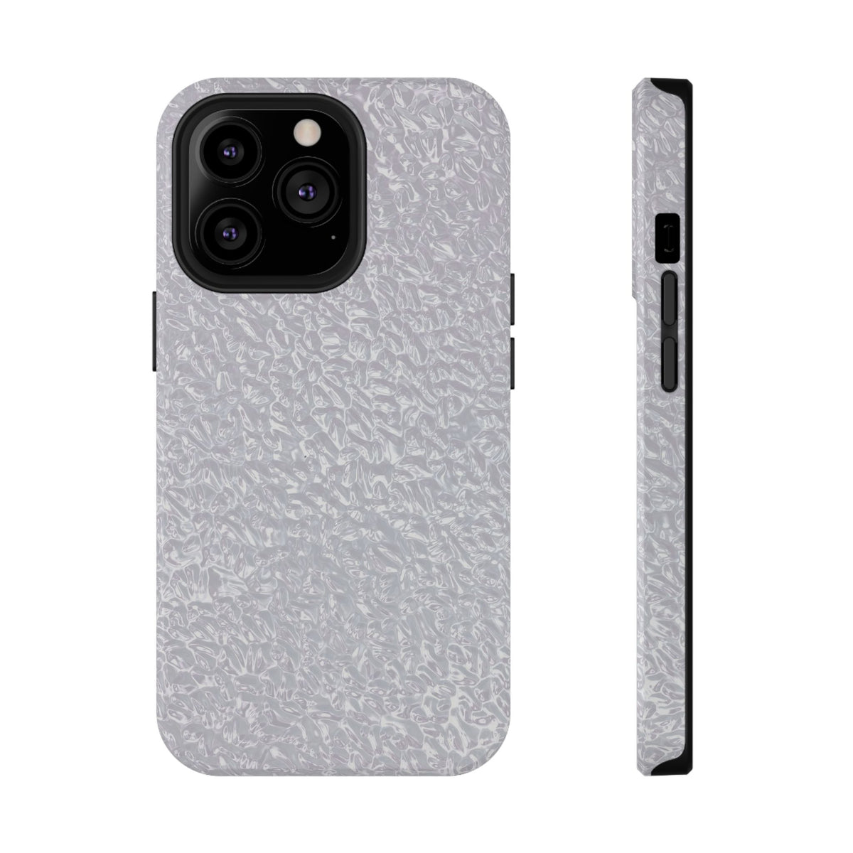 Silver Foil protective phone case for iPhone 13 Pro, glossy finish