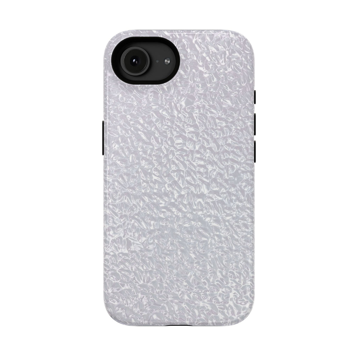 Silver Foil protective phone case for iPhone 16e, glossy finish