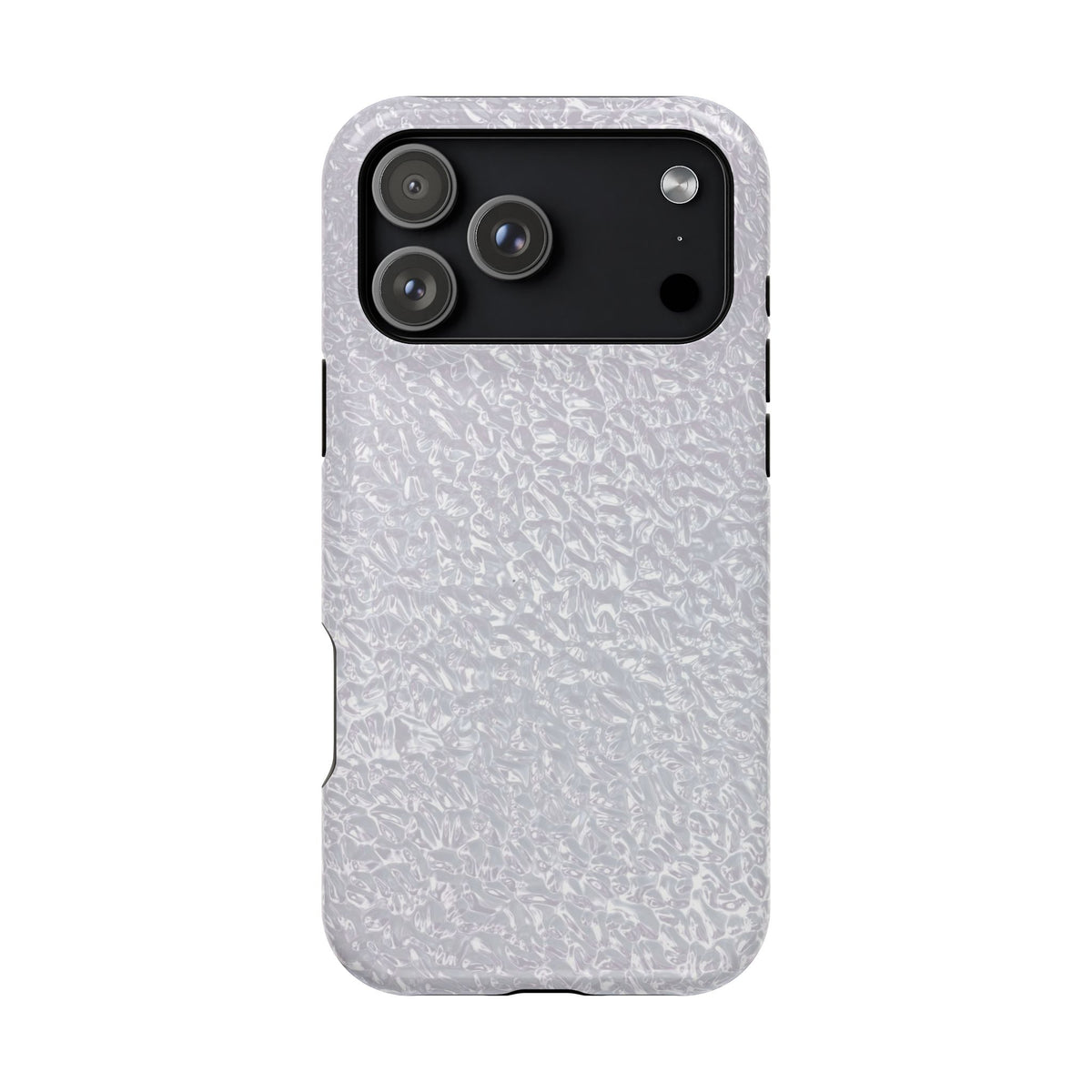 Silver Foil protective phone case for iPhone 18 Pro Max, glossy finish