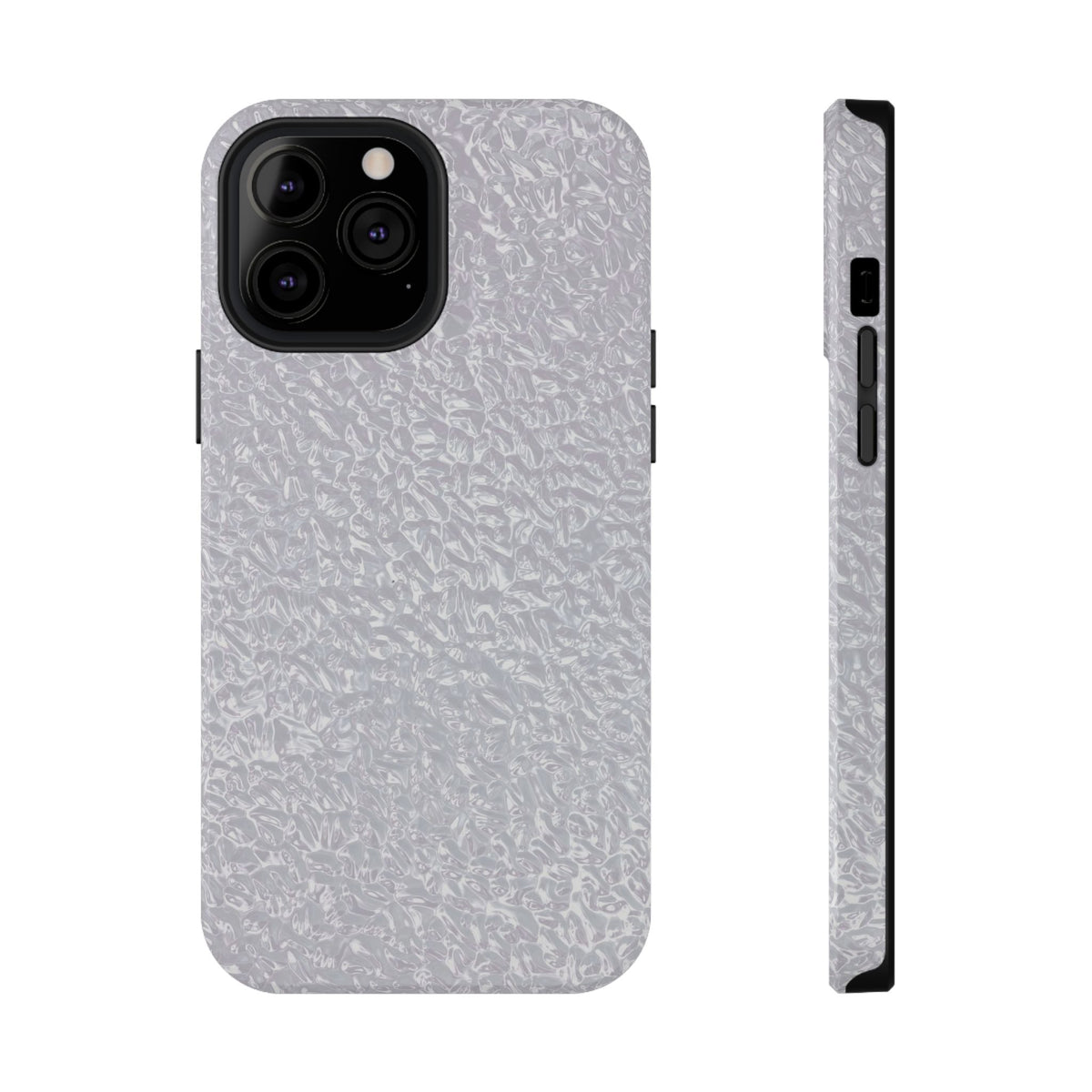 Silver Foil protective phone case for iPhone 13 Pro Max, glossy finish