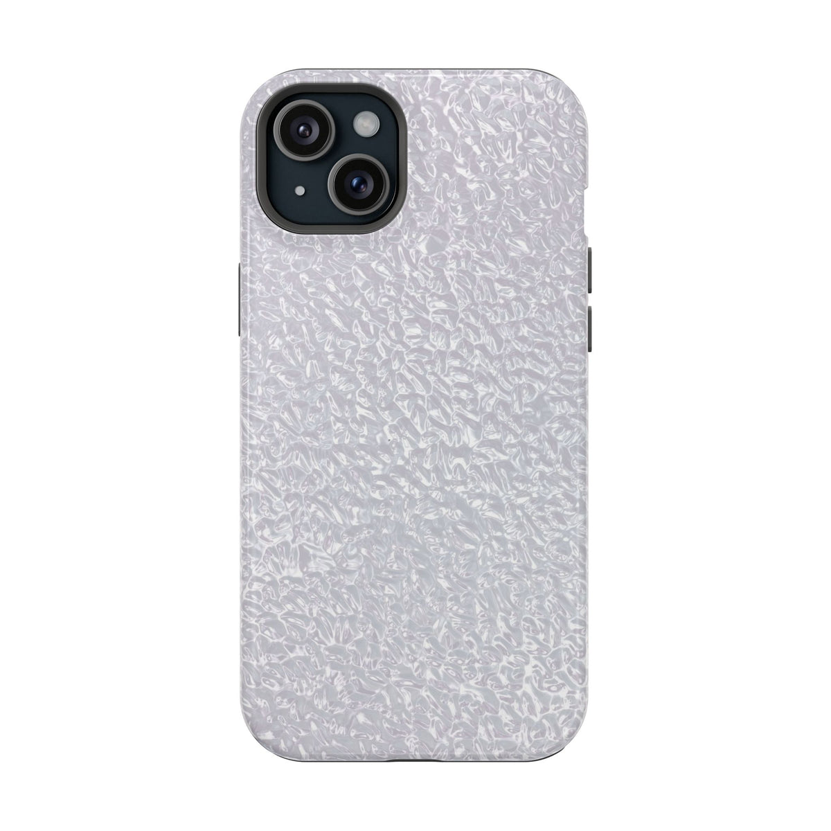 Silver Foil MagSafe case for iPhone 15 Plus, glossy finish