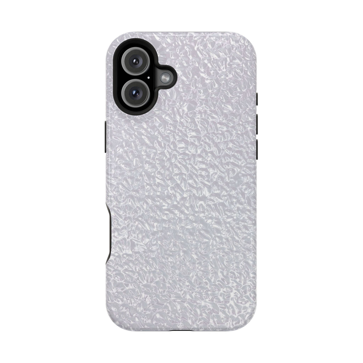 Silver Foil MagSafe case for iPhone 16 Plus, glossy finish